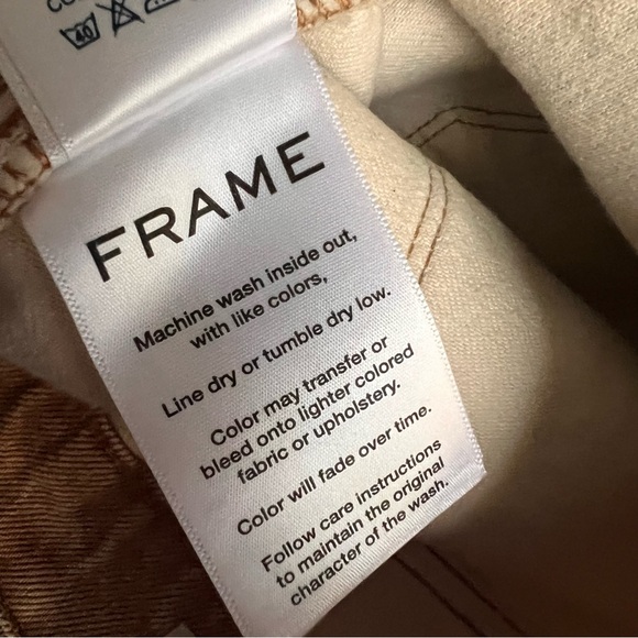 Frame Le Sylvie Slender Straight High-Rise Stretch Denim Jeans Sand Sz 28 - Picture 14 of 16